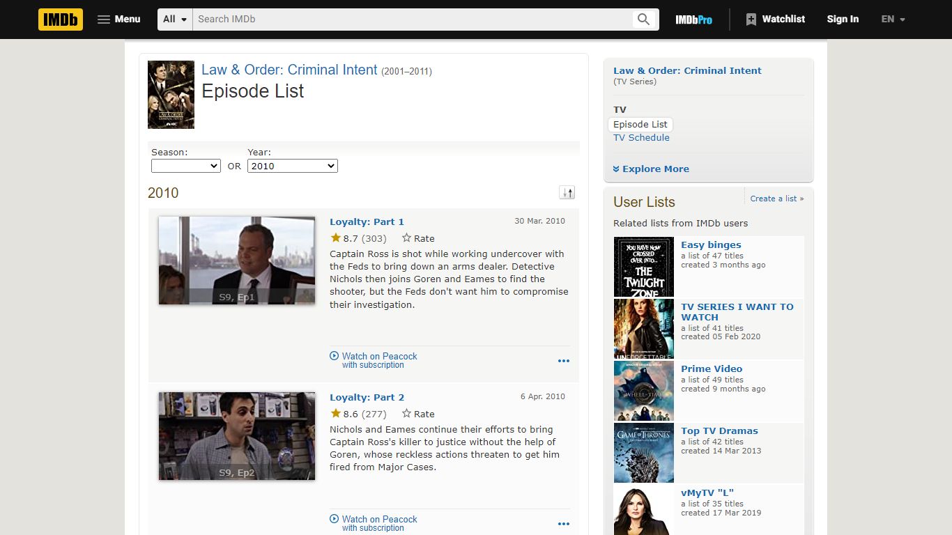 Law & Order: Criminal Intent - Episodes - IMDb